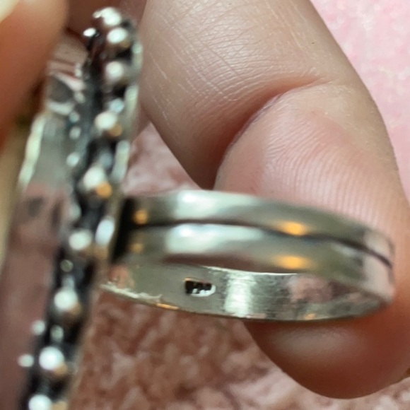 VINTAGE STERLING SILVER SCOLECITE GEMSTONE RING US SIZE 8 - Picture 3 of 7